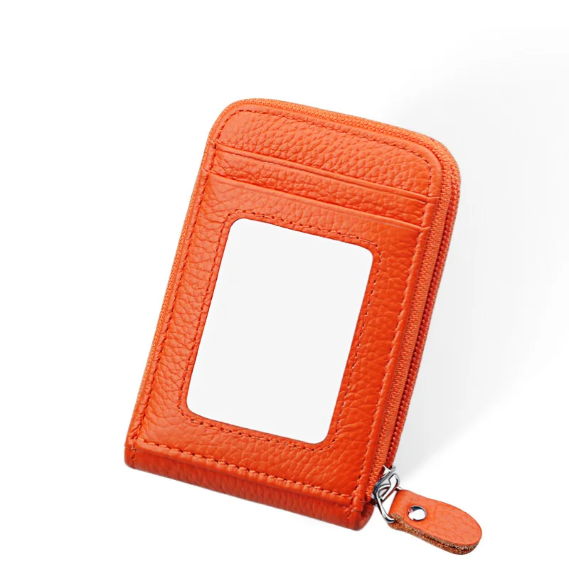 Rfid кошелек для кредитных карт из натуральной кожи Id держатель для карт кошелек визитница сумочка - Цвет: KB09orange