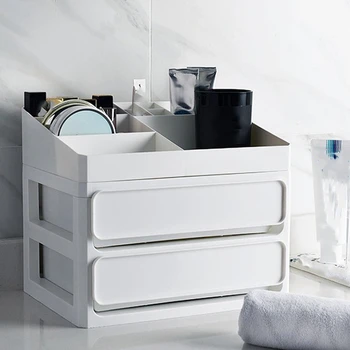 

Plastic White Storage Drawer Desktop Sundries Storage Box Makeup Container Home Organizer Decor
