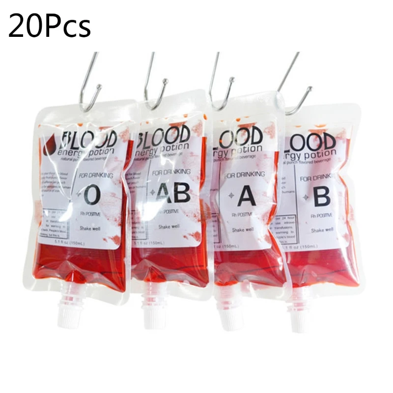20pcs 250ml Halloween Cosplay Drink Container Vampire Blood Bag Pouch Beverage E7CB