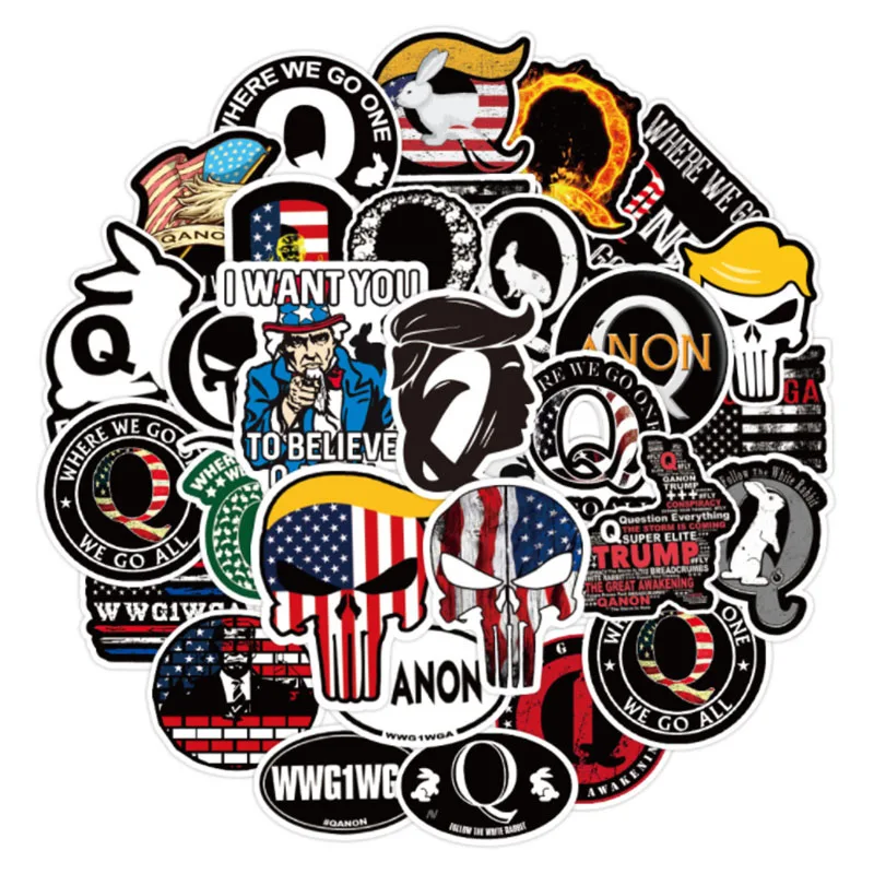 10/30/50Pcs  Trump Qanon Stickers Waterproof Snowboard phone Laptop Luggage Fridge Car Styling Vinyl Decal Home Decor Stickers