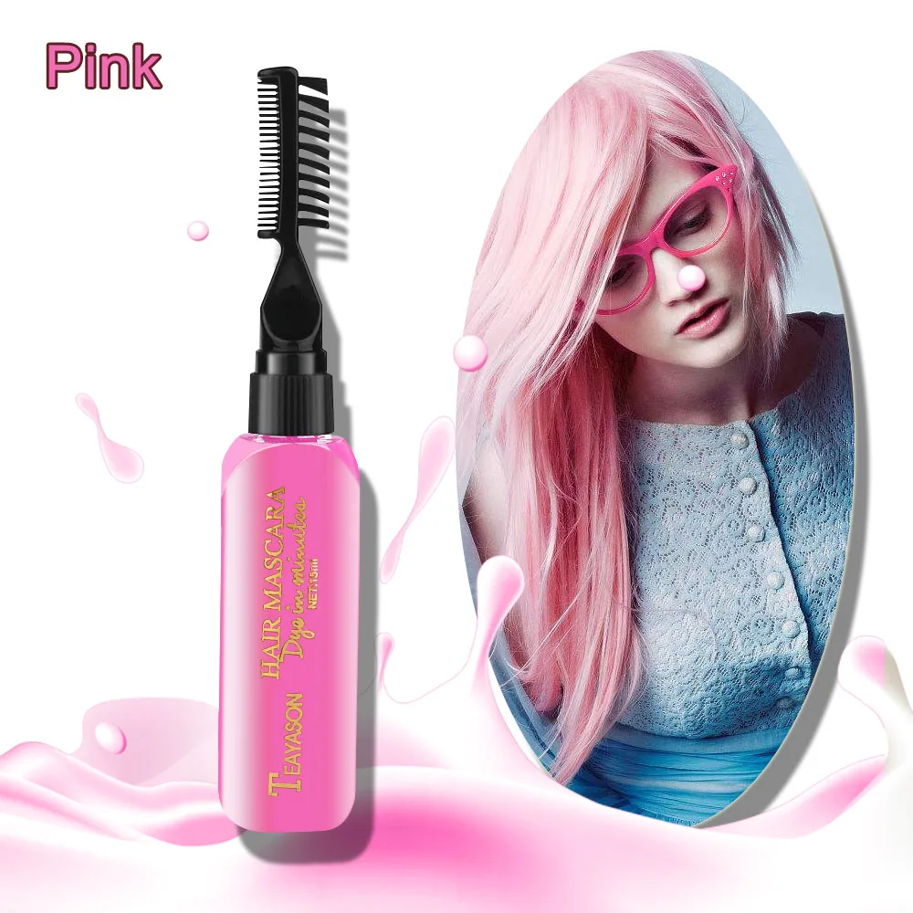 pink Временная Краска для волос, крем, черный, коричневый, долговечный, быстрый, мягкий, одноразовый цвет для волос, ручка для белых волос, покрытие для волос, сделай сам, Стайлинг, макияж - Цвет: pink