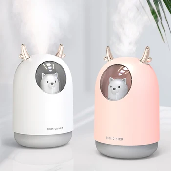 

Home Appliances USB Humidifier 300ml Cute Pet Ultrasonic Cool Mist Aroma Air Oil Diffuser Romantic Color LED Lamp Humidificador