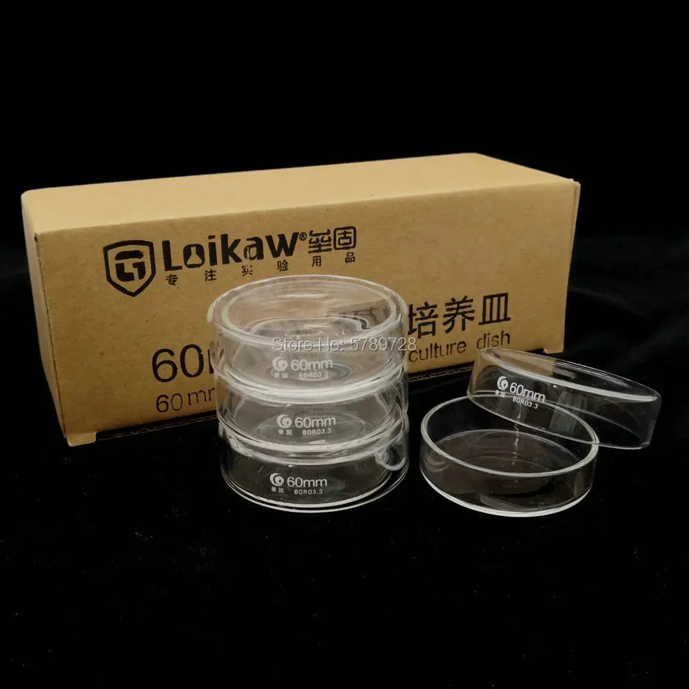 붕규산염 유리 페트리 배양 접시, 화학 실험실 박테리아 효모용, 60mm, 5 개 