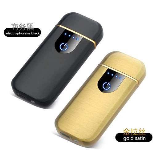 Black and Gold Зарядка USB Зажигалка Смарт ветрозащитный сенсорный датчик индукции Vape перезаряжаемая электронная сигарета ультра-тонкий металл мужские подарки - Цвет: Black and Gold