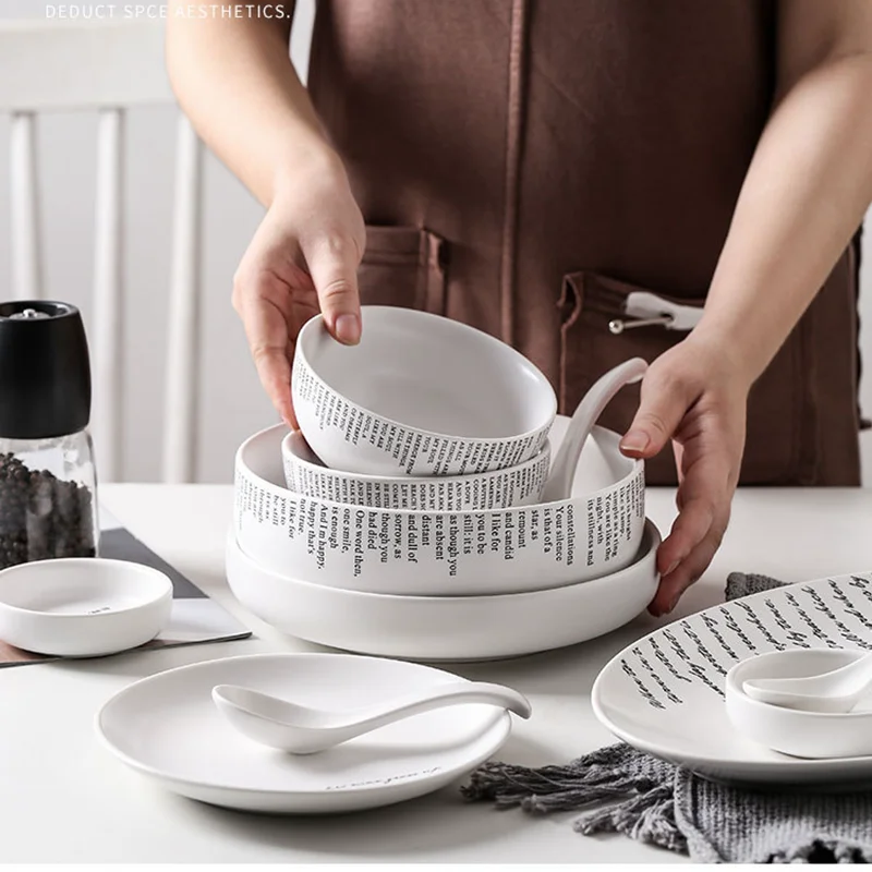 Набор посуды креативный Английский алфавит керамическая матовая тарелка