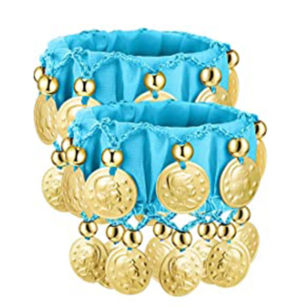 Belly Dance Wrist Ankle Cuffs Bracelet metal bracelet Chiffon Gold Coin Costume Accessory Valentine's Day Gift For Women Girl