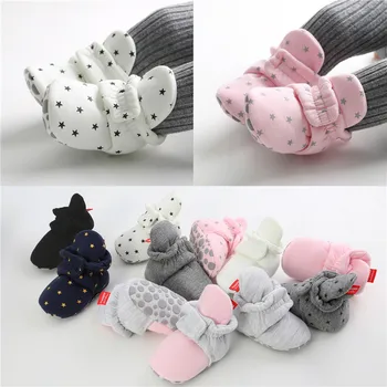 

2020 Newborn Baby Socks Shoes Boy Girl Star Toddler First Walkers Booties Cotton Comfort Soft Anti-slip Warm Infant Crib Shoes