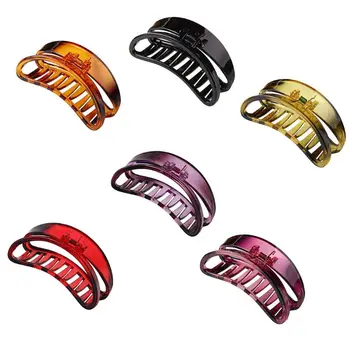 

New Arrival Hairdress For Women Gradient Colored Plastic Hair Claw Clips Hollow Moon Shape For Hair Large Size Hair Clamps