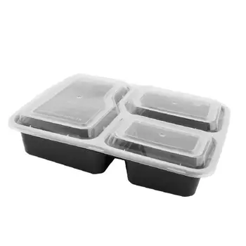 

10 Pcs Three Grid Meal Prep Containers with Lids Disposable Food Storage Containers Bento Box BPA Free Stackable Lunch Boxes