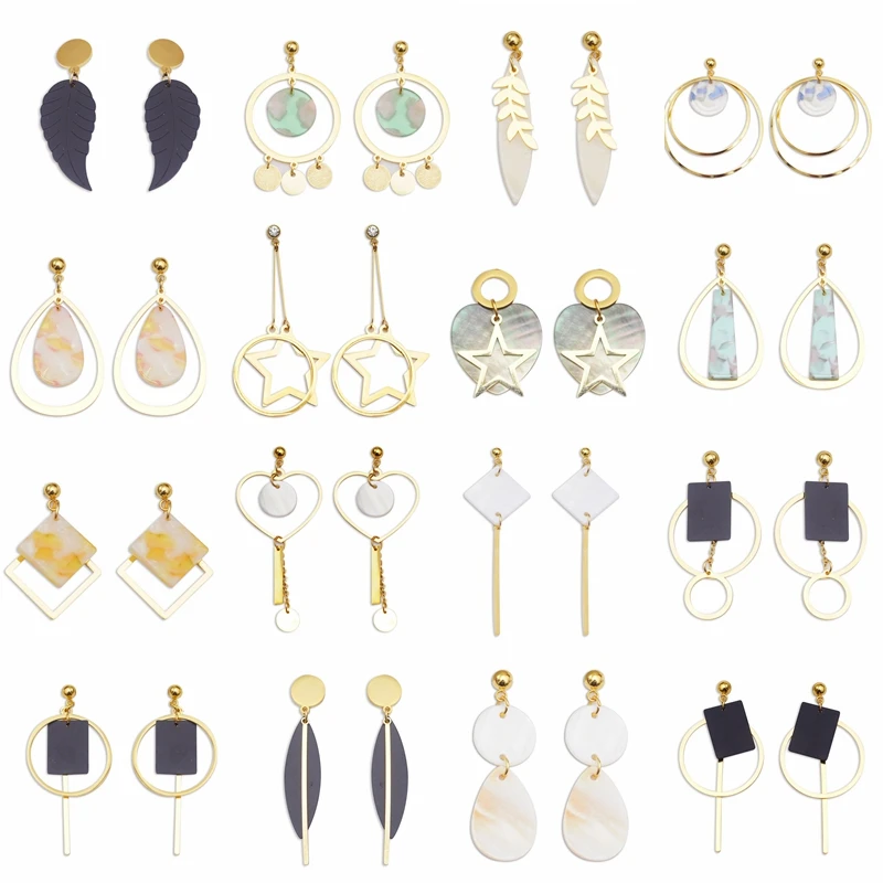 

Vintage Big Earrings 2019 Geometric Shell Earrings For Women Girls Bohemian Resin Drop Earrings Brincos Fashion Acrylic Jewelry