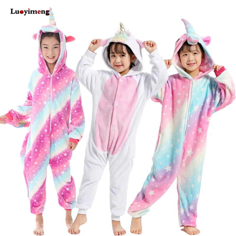 Kigurumi Onesie Kids Unicorn Pajamas For Children Animal Blanket Sleepers Winter Girls Licorne Jumspuit Baby Unicornio Costumes