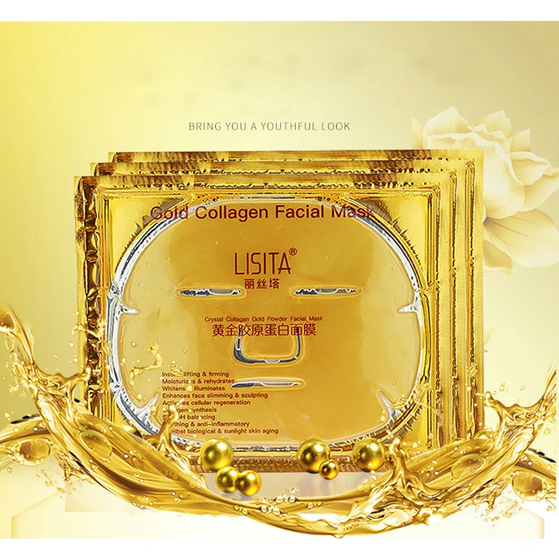 Skin Care Face Mask Crystal Gold Collagen Skin Face Masks Brightening Moisturizing Makeup Gold Skin Mask 5