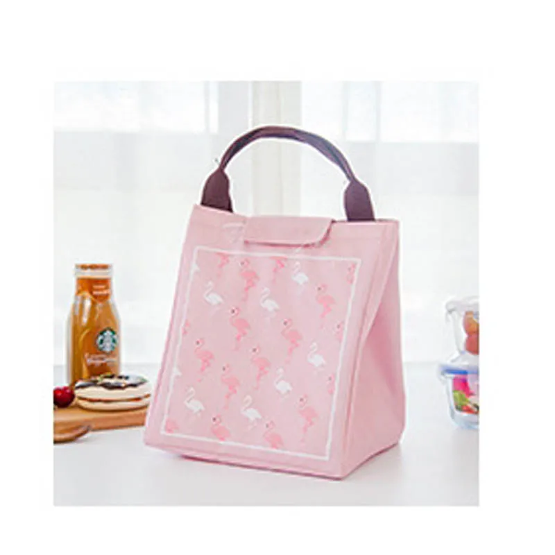 pink LOOZYKIT сумка для еды досуг мешки водонепроницаемые Оксфорд материалы Портативная сумка для еды Удобная теплая классная Хранитель Фламинго шаблон 1 шт - Цвет: pink