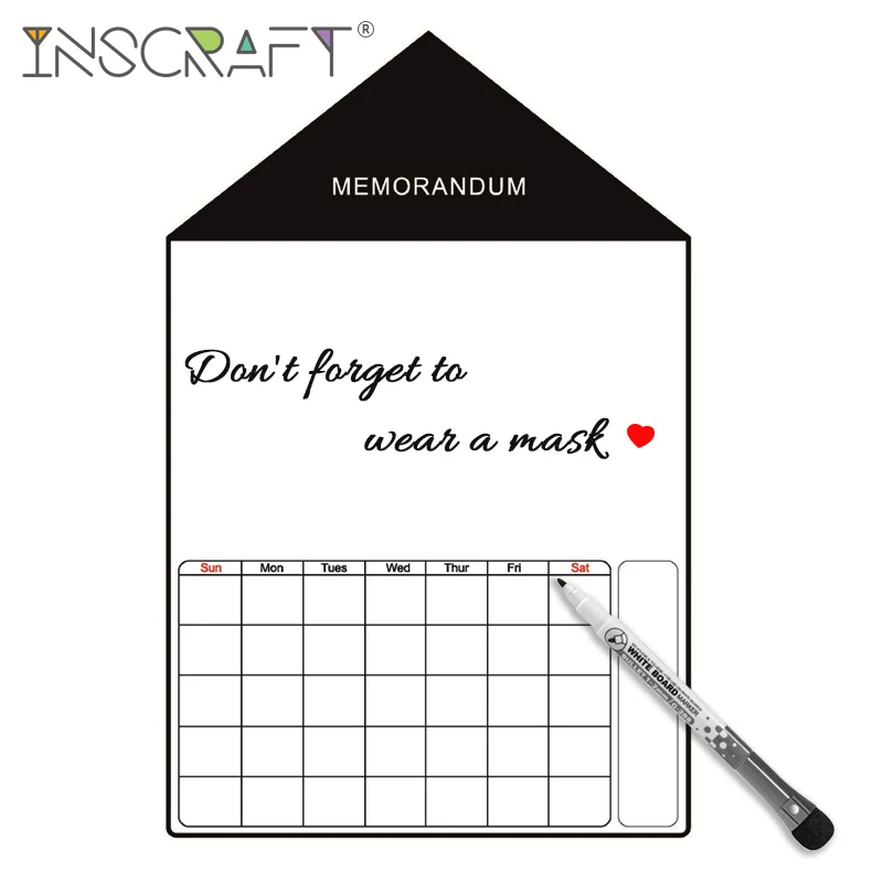 

Cute Refrigerator Whiteboard Monthly Planner Cartoon Kitchen Fridge Grocery List Board Magnetic Dry Erase Chalkboard
