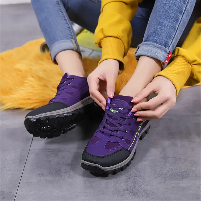 Men Women Shoes Casual Shoes Outdoor Hiking Sneakers Mens Waterproof Travel Shoes Lightweight Wearable Breathable Non-slip Flats - Цвет: Фиолетовый