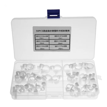 

GTBL 50Pcs 6 Size White Double Gripping Nylon Hose Clamps Set 4.1-12.8mm Plastic Snap Ratcheting Clamps Assortment Kit