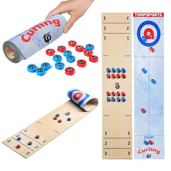 

2 In 1 Table Top Shuffleboard Pucks Curling Games With 16 Pucks Rubber Plastic Shuffleboard Puzzle Parent-child Table Games