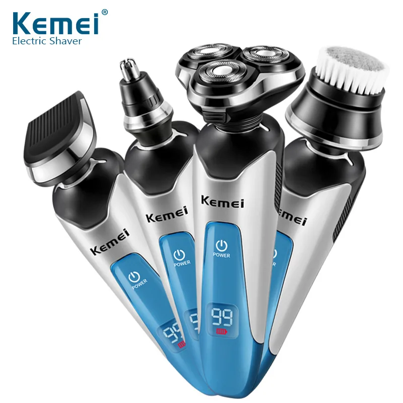 Kemei Rechargeable Electric Shaver for Men 3D Floating Triple Blade