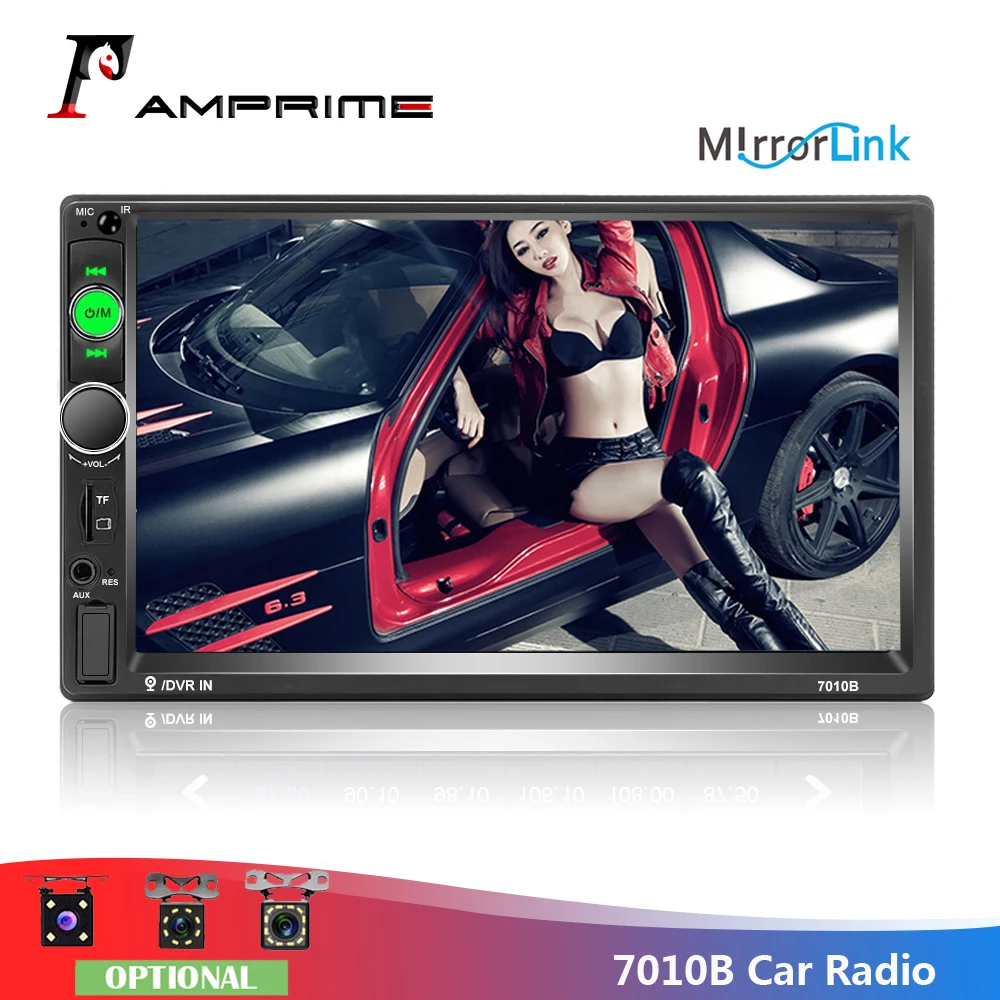 

AMPrime 7010B Car Radio 2Din 7" Autoradio Bluetooth Auto stereo MirrorLink FM/USB MP5 Player with RearView Camera steering wheel
