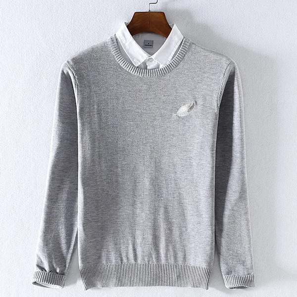 New style Italy brand cotton sweaters men long sleeve autumn and winter sweater for men solid fashion sweaters men chandail trui - Цвет: gray