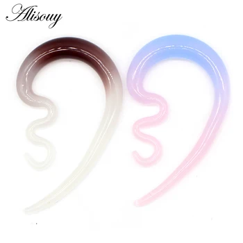 

Alisouy 2pcs 6/8/10mm Ear shape hook Colored Glass Women Ear Expander Plug Tunnels Flesh Stretcher Earring Piercing Body Jewelry