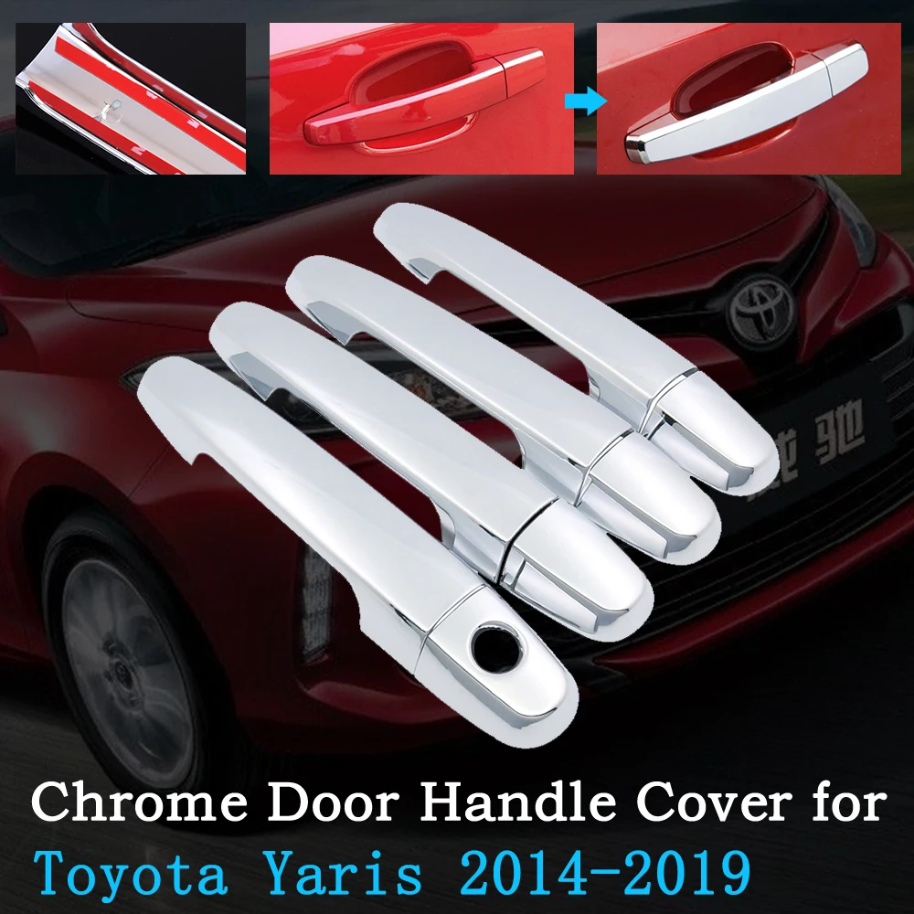 Chrome Car Door Handle Cover for Toyota Yaris vitz XP150 2014~2019 Exterior Covering Trim Set Accessories 2015 2016 2017 2018 1