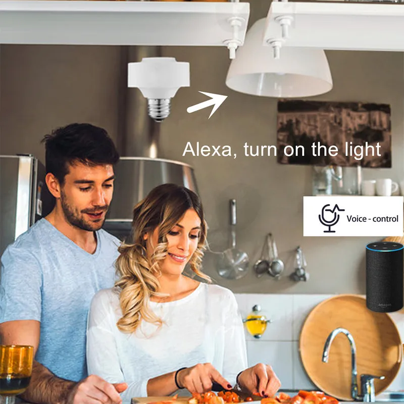Wi-Fi лампа розеточный светильник подставка для E26 E27 светодиодные лампы Google Home Echo Alexa Голосовое управление Tuya/Smart Life приложение управление светильник с таймером