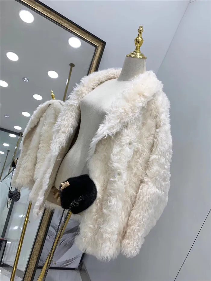 Настоящее тосканское шерстяное меховое пальто женская одежда зима зимняя куртка женская из овчины Настоящее двустороннее меховое пальто
