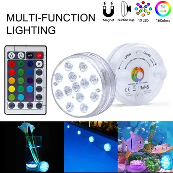 

1/2/4Pcs Submersible LED Lights IR Remote Control 13 LED RGB Underwater Spa Light Submersible Lamp For Vase Base Aquarium