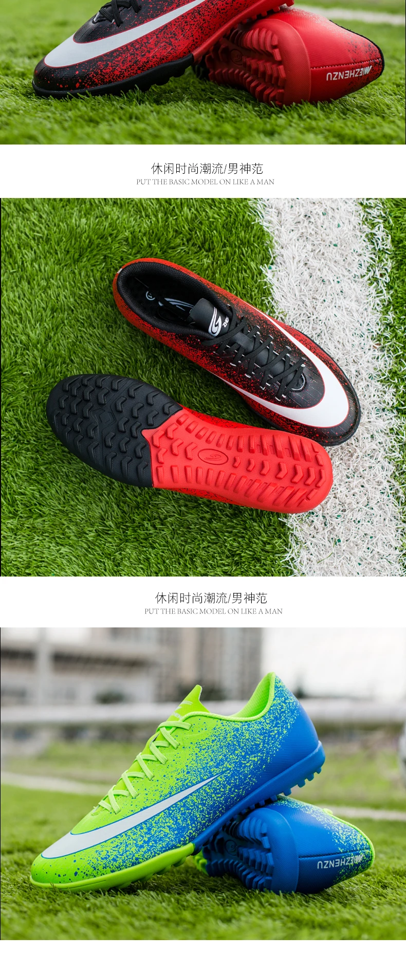 ZHENZU Soccer Shoes Professional Football Boots Suferfly Cheap Futsal Sock Cleats Training Sport Sneakers Zapatos De Futbol