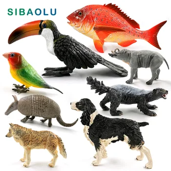 

New Wolf Fish Pig Armadillo Parrot Bird Toucan figurine Animal model home decor miniature fairy garden decoration accessories
