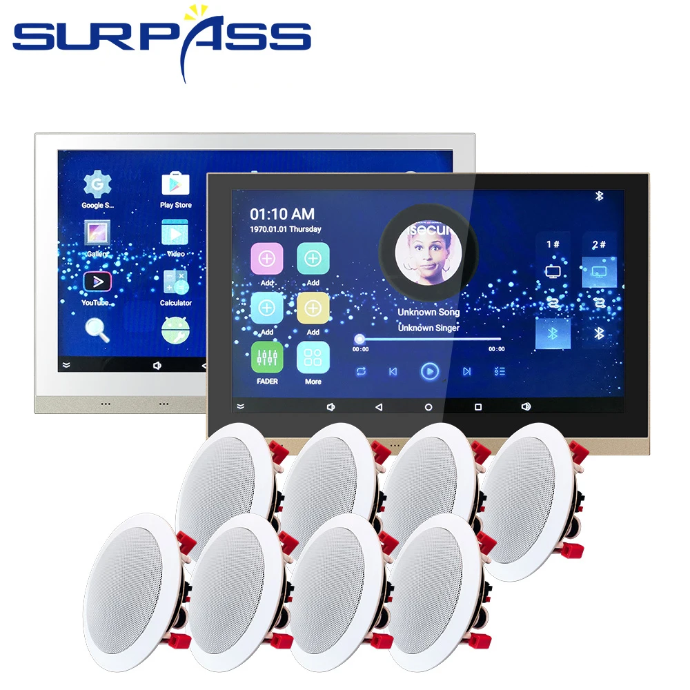 US $528.74 WiFi Bluetooth Wall Amplifier Android Fm Smart Touch Screen Audio Stereo HiFi PA Ceiling Speaker Home Theater Sound System Kit