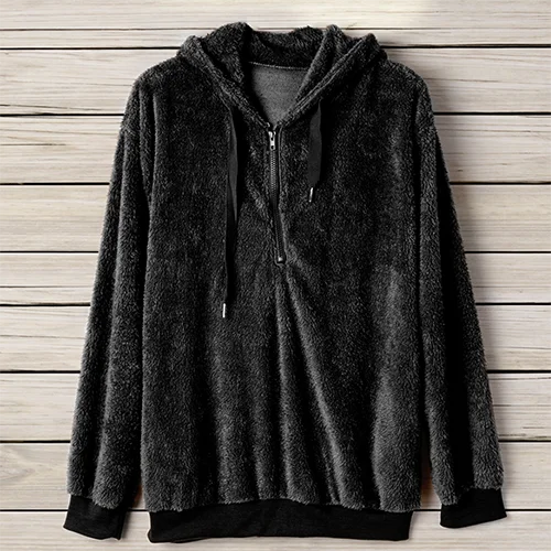 Black PatPat/однотонная шерстяная толстовка с капюшоном; Осенняя Повседневная Женская одежда; пальто; куртка для отдыха и комфорта - Цвет: Black