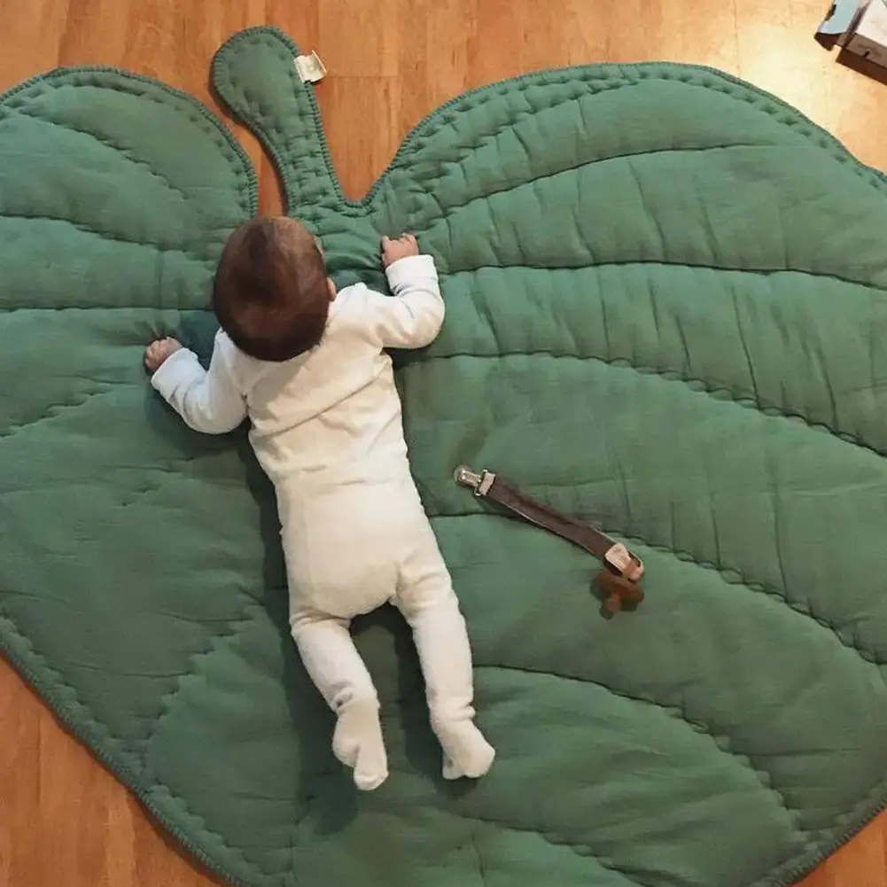 

110cm Soft Baby Crawling Mat Foldable Leaf Shaped Baby Toddler Soft Cotton Crawling Carpet Mat Room Decoration