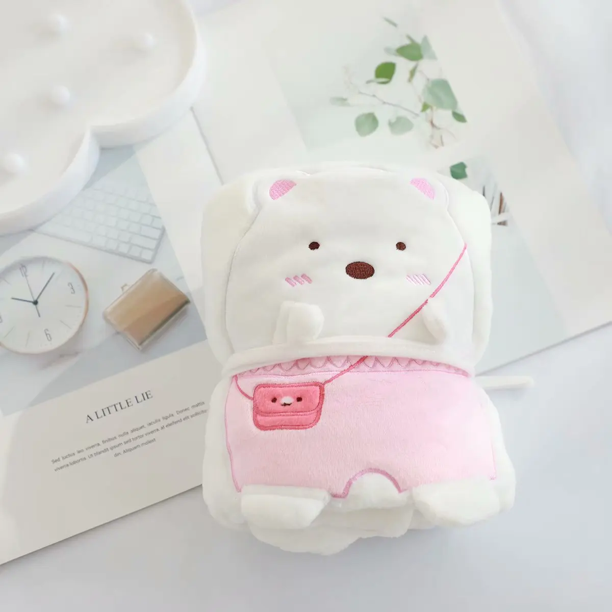 White Bear 100x75 см чудесные Плюшевые игрушки мультфильм Sumikko угловой био создание мягкие прокатки фланелевое одеяло портативный офис теплый ворс Pilllow - Цвет: White Bear