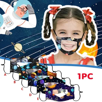 

1pc Children Outdoor Mask With Clear Window Visible Expression For Deaf Mute Kid Boy Girl Universal Lovely Carton Mouth Facemask