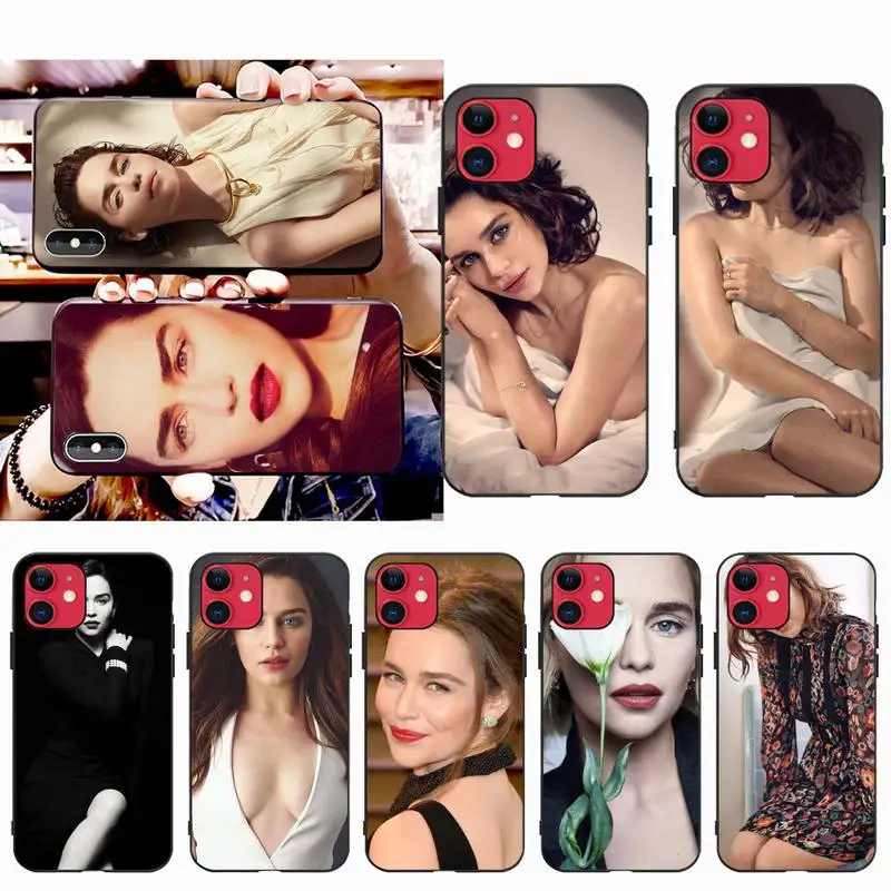 

HPCHCJHM Emilia Clarke Black Soft Shell Phone Case Capa for iPhone 11 pro XS MAX 8 7 6 6S Plus X 5S SE XR case
