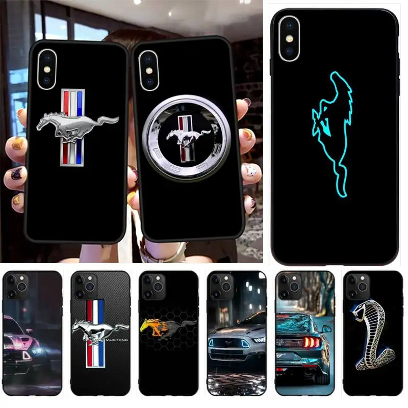 Крутой Мягкий силиконовый чехол для телефона из ТПУ с машинкой mustang iPhone 11 pro XS MAX 8 7
