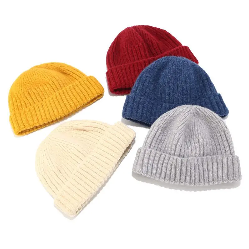 Мужская и женская унисекс с откатной отделкой, массивный ребристый трикотажный колпачок с черепом, безрукавка, хип-хоп, уличная акриловая эластичная Повседневная Шапка-бини с дыней