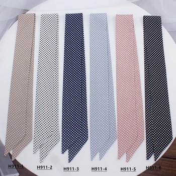 

90cm*5cm Long Small Little Dots Print Skinny Scarf New Luxury Brand Silk Scarf Women Fashion Bag Head Scarves For Ladies