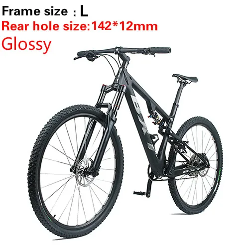 L 142X12mm glossy Горный велосипед 29er карбоновая рама MTB велосипед полная подвеска полный велосипед 1*11 скорость 29er* 2,1 mtb Шины - Цвет: L 142X12mm glossy