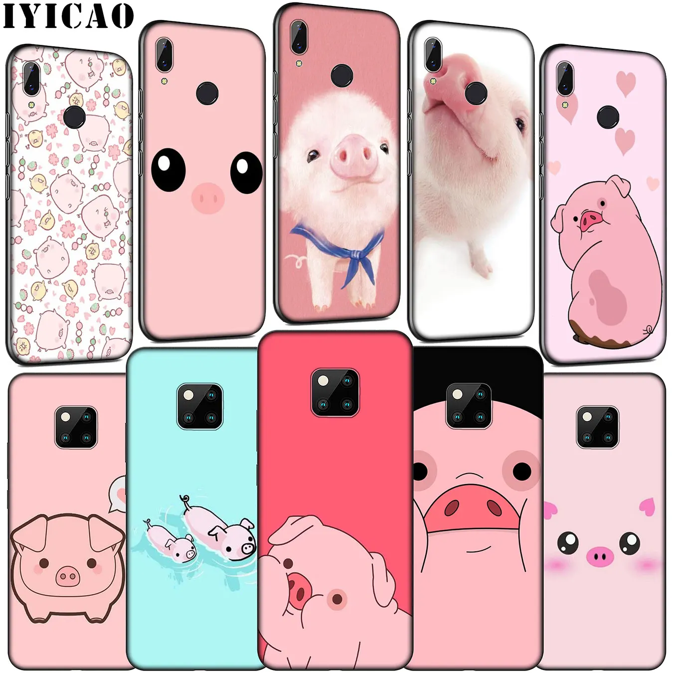 IYICAO Забавный милый мягкий силиконовый чехол для телефона с милой Свинкой kawaii Huawei