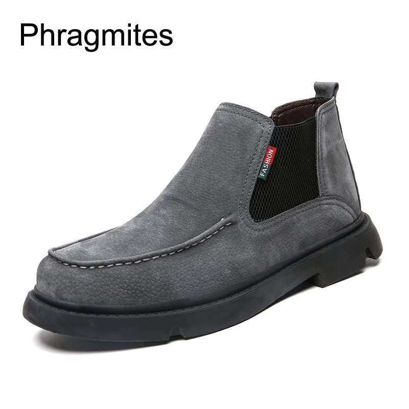 

Phragmites 2019 New Arrival Ankle Chelsea Boots Brown Comfortable Men Shoes High Quality Warm Botas Snow Zapatos De Hombre