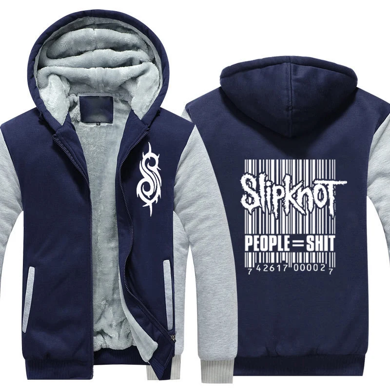 Nave BLue Slipknot толстовка на молнии рок-группа утепленная толстовка теплая флисовая толстовка зимнее пальто толстовка - Цвет: Nave BLue