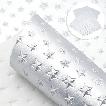 

David accessories 20*34CM Sheepskin Pattern Texture Star Synthetic Leather Sheets DIY Faux Leather Fabric for Bows,1Yc10776