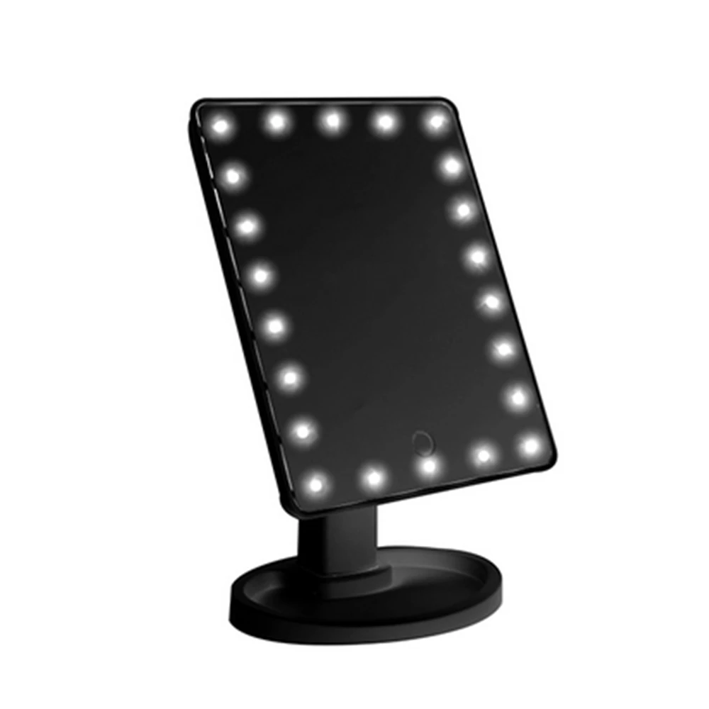 22 LED BLACK Портативное зеркало для макияжа 22 светильник светодиодный сенсорный экран зеркало для макияжа складное регулируемое настольное косметическое зеркало - Цвет: 22 LED BLACK
