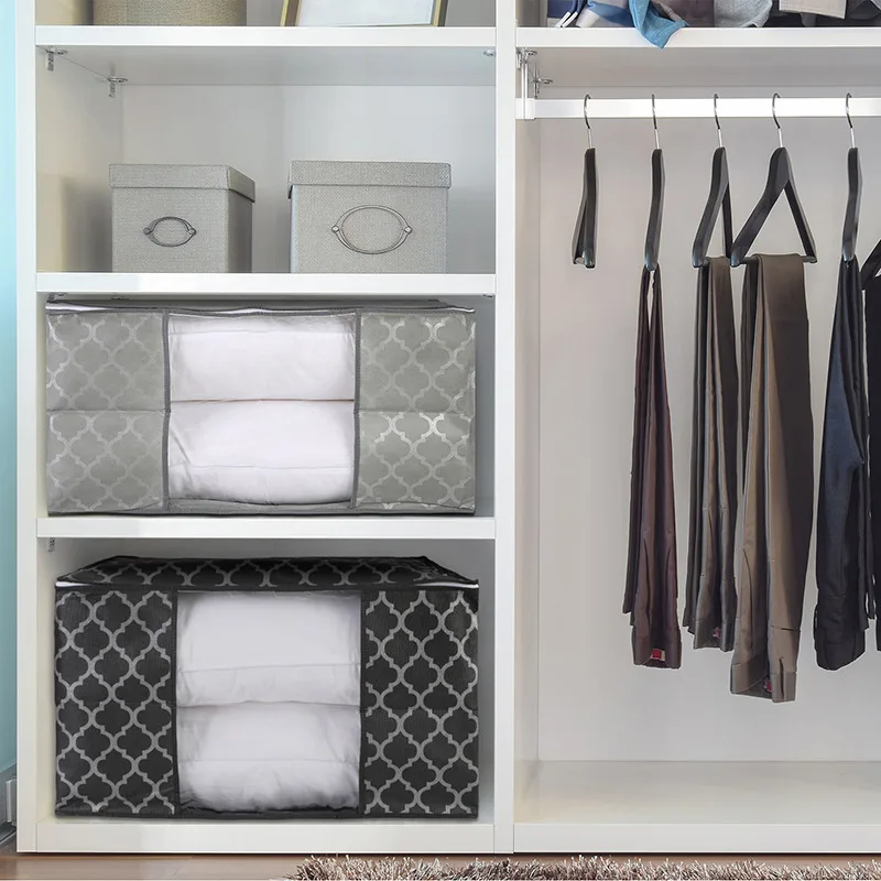 Foldable Storage Box Clothes Organizer Tidy Pouch Suitcase Nonwoven Home Storage Quilt Container Bag