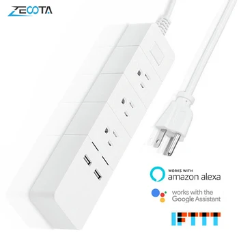 

WiFi Smart Power Strip US Plug Outlets Extension Sockets USB Charge Adapter Ports Remote Voice Control Work by Alexa Google Home
