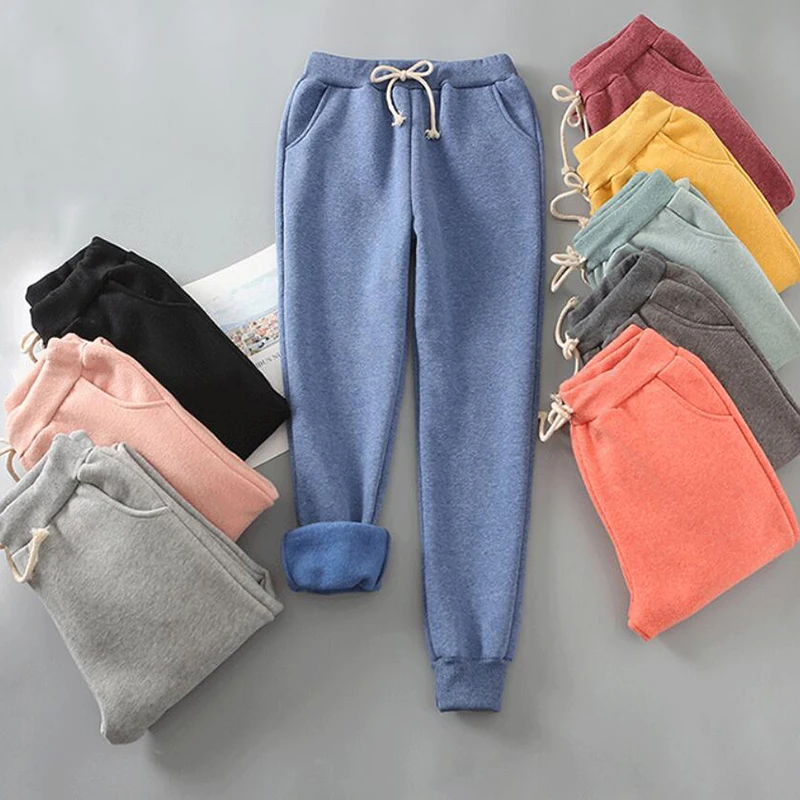 

2019 Spring Autumn Fleece Sweatpants Women Casual Sports Pants Print Trousers For Women Sweat Pants Female Plus Size Trousers