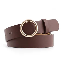 Women Pu Leather Belt New Round Hasp Waistband For Ladies Designer Corset Girdle Alloy Buckle 2.8cm Belts For Jeans Accessories